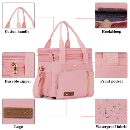 MIYCOO Double Deck Lunch Bag & Lunch Box, Pink