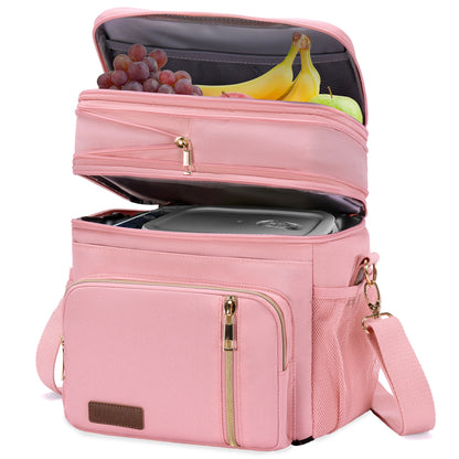 MIYCOO Double Deck Lunch Bag & Lunch Box, Pink